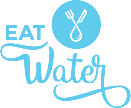 Eat water blue and white sign