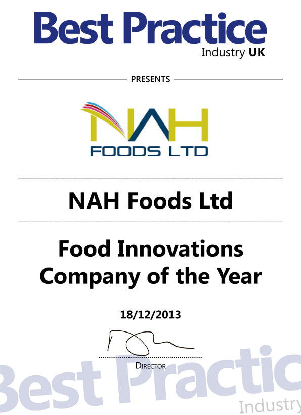 Best Practice Industry UK presents NAH Foods Ltd. with the Food Innovations company of the year
