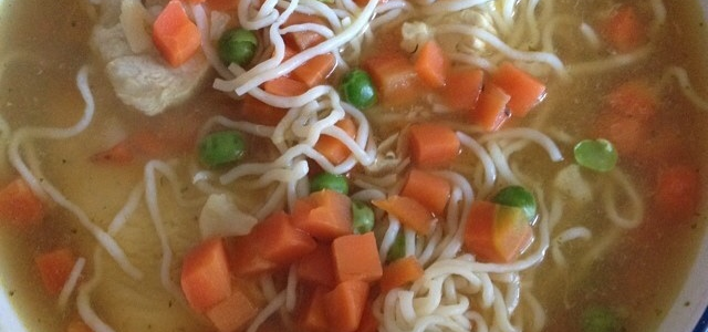 Vegetable, turkey and noodle “soup”