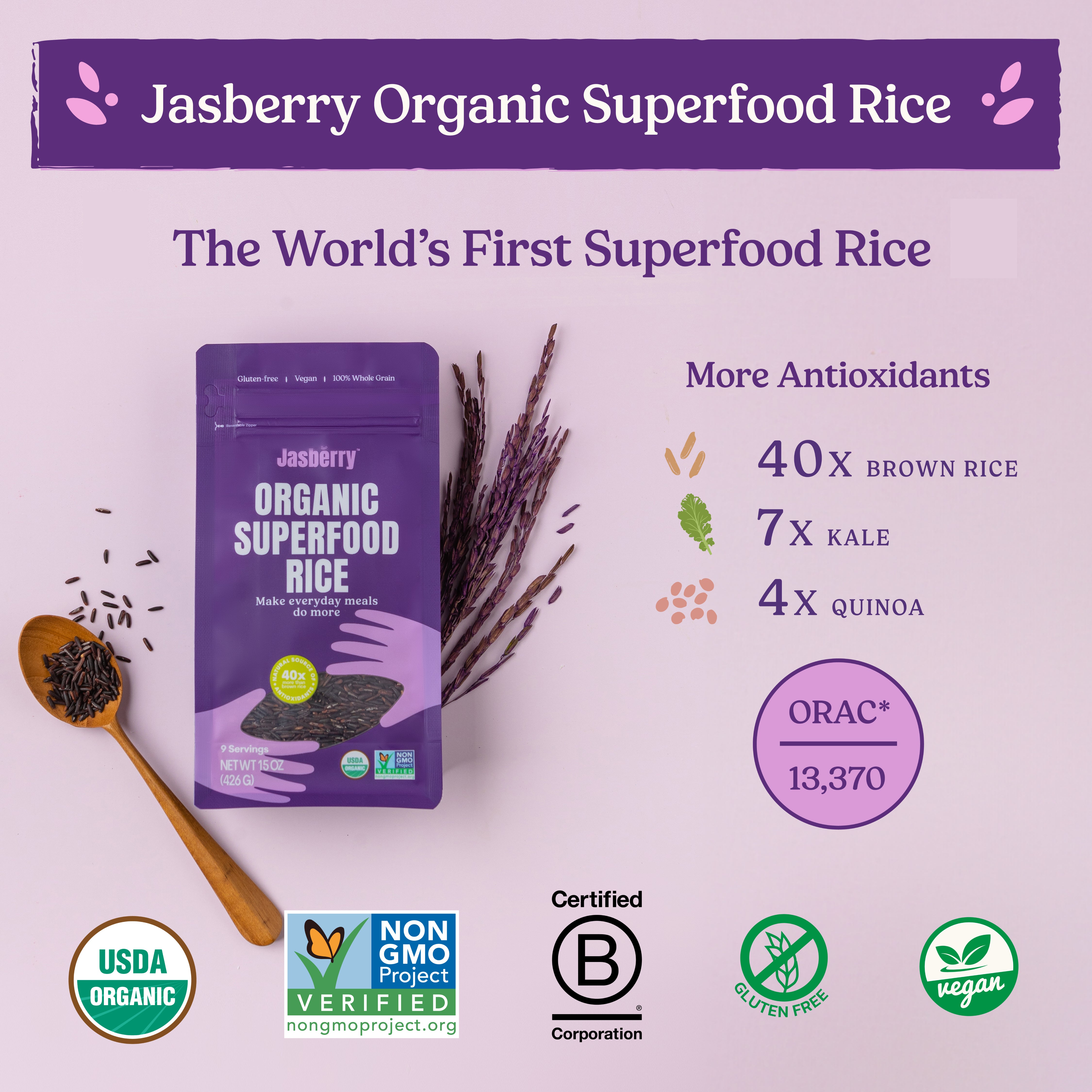 Jasberry Organic Raw Rice 465g