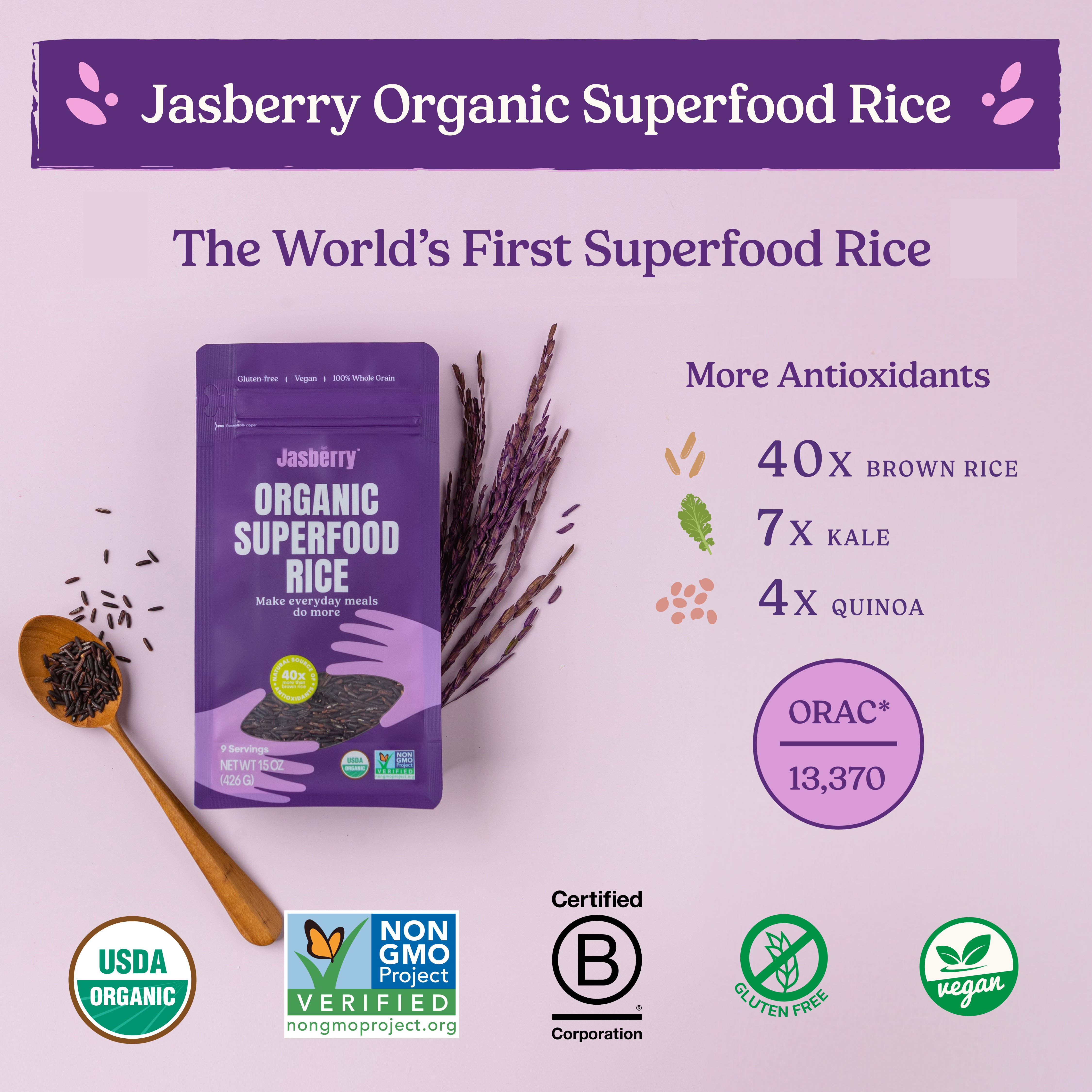 Organic Raw Rice Jasberry Organic Raw Rice 465g